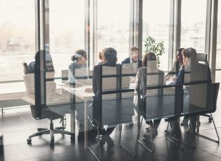 young business people group have meeting and working in modern bright office indoor